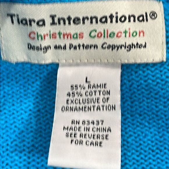NWOT Tiara International Snowman Cardigan Sweater.  Size L large 12/14 - Picture 2 of 9